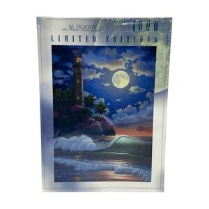 Al Hogue‎ Puzzle HEAVENLY LIGHT 1000 Pc 19"x27" Lighthouse Moon Waves NEW SEALED